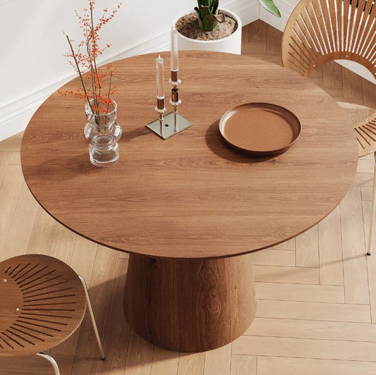 Brand New in Box 43 inch Natural Wood Grain Circular Dining Table, modern minimalist (#102)