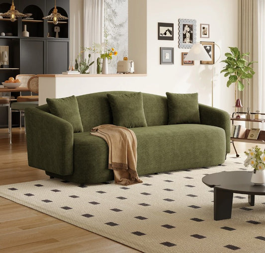 Brand New in Box 83" Waterproof Chenille Curved Sofa, Green (#246)