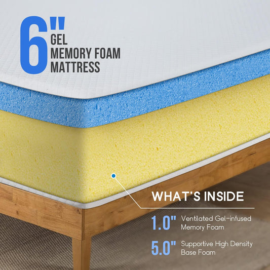 Brand New in Box 6 Inch Twin Gel Memory Foam Mattress