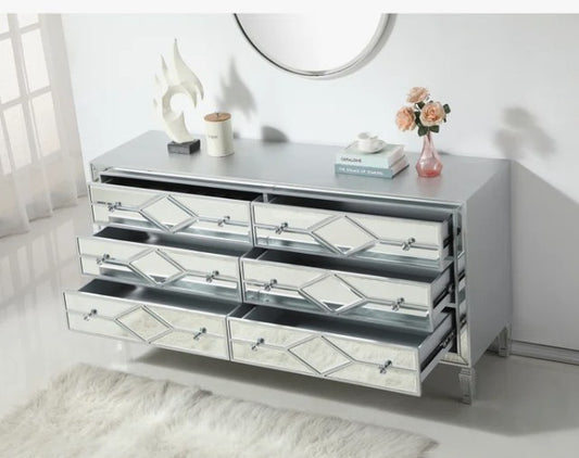 Brand New in Box Bashaw 64'' W 6 - Drawer Dresser, Silver By Willa Arlo Interiors (#174)