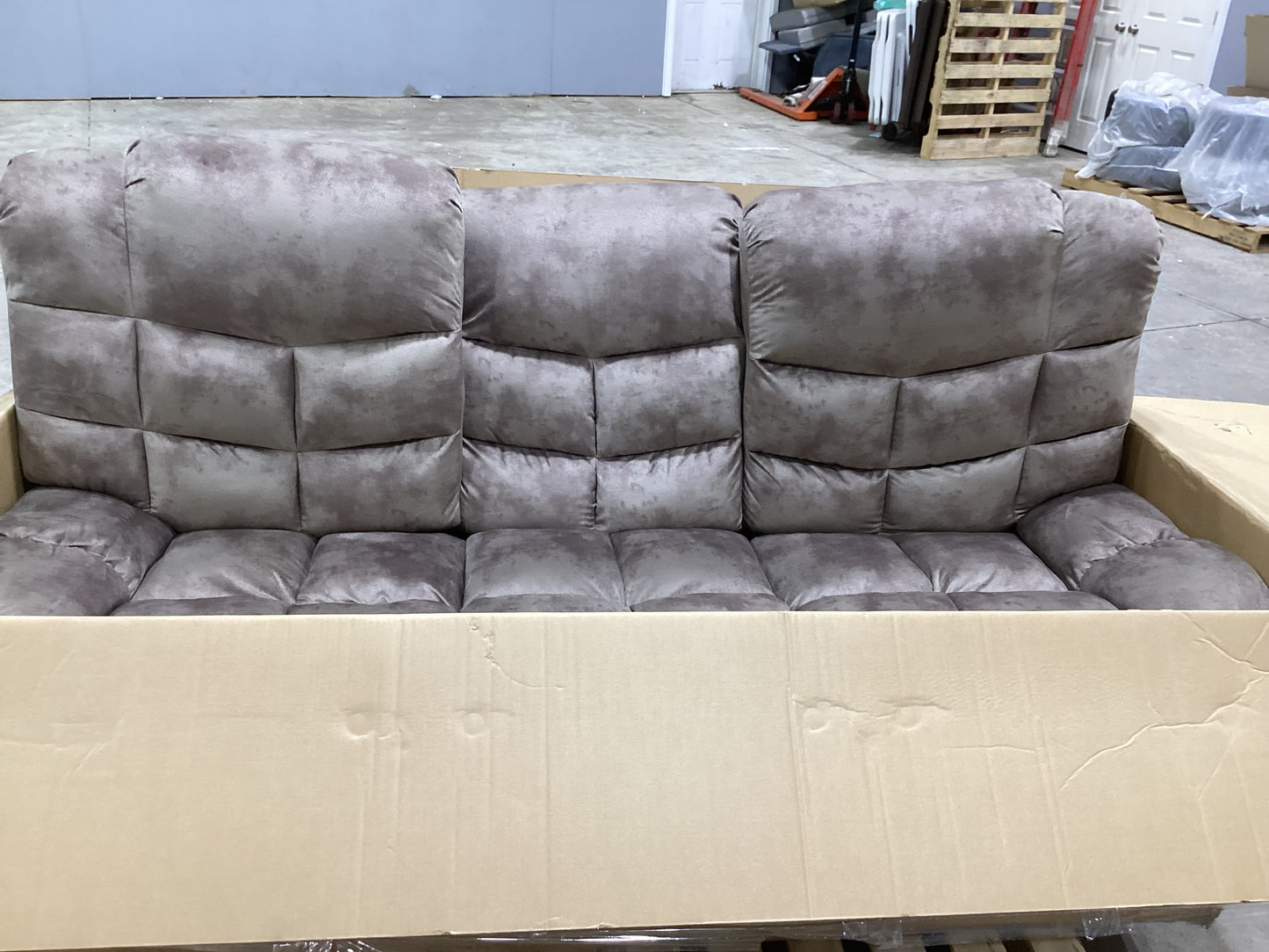 Brand New in Box 2 - Piece Overstuffed Soft Manual Reclining Living Room Set, Brown (#214)