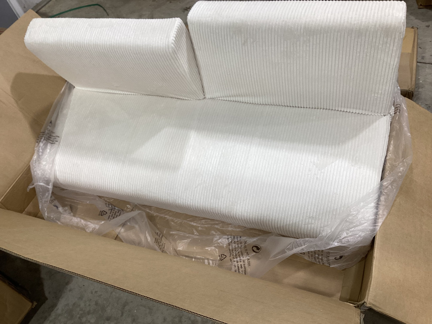 Brand New in Box Upholstered Beige Corduroy Convertible Sofa Bed, Futon Sleeper (#212)
