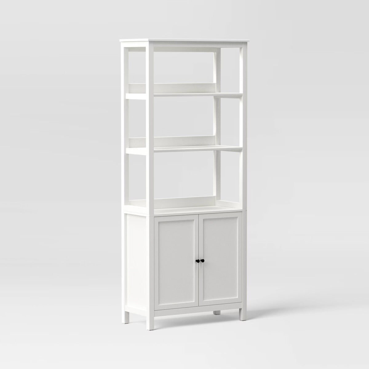 Brand New in Box 72" Bookcase Traditional With Three Open Shelves and Cabinet Classic White (#253)