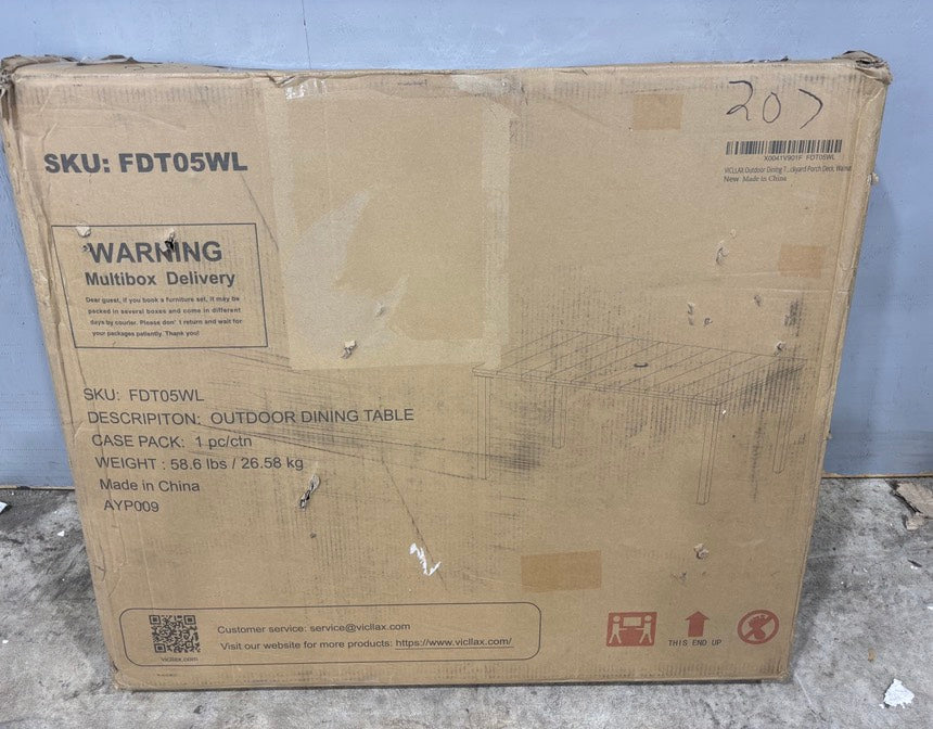 Brand New in Box Outdoor Rectangular Dining Table, Walnut (#207)