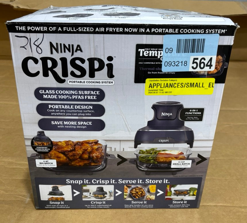 Brand New in Box Ninja Crispi 4 in 1 Glass Air Fryer with Containers & Dishwasher Safe (#218)