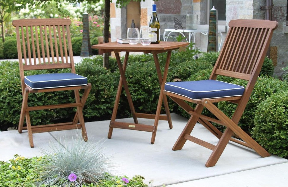 Brand New in Box Wood 3-Piece Square Foldable Bistro Outdoor Furniture Patio Set (#217)