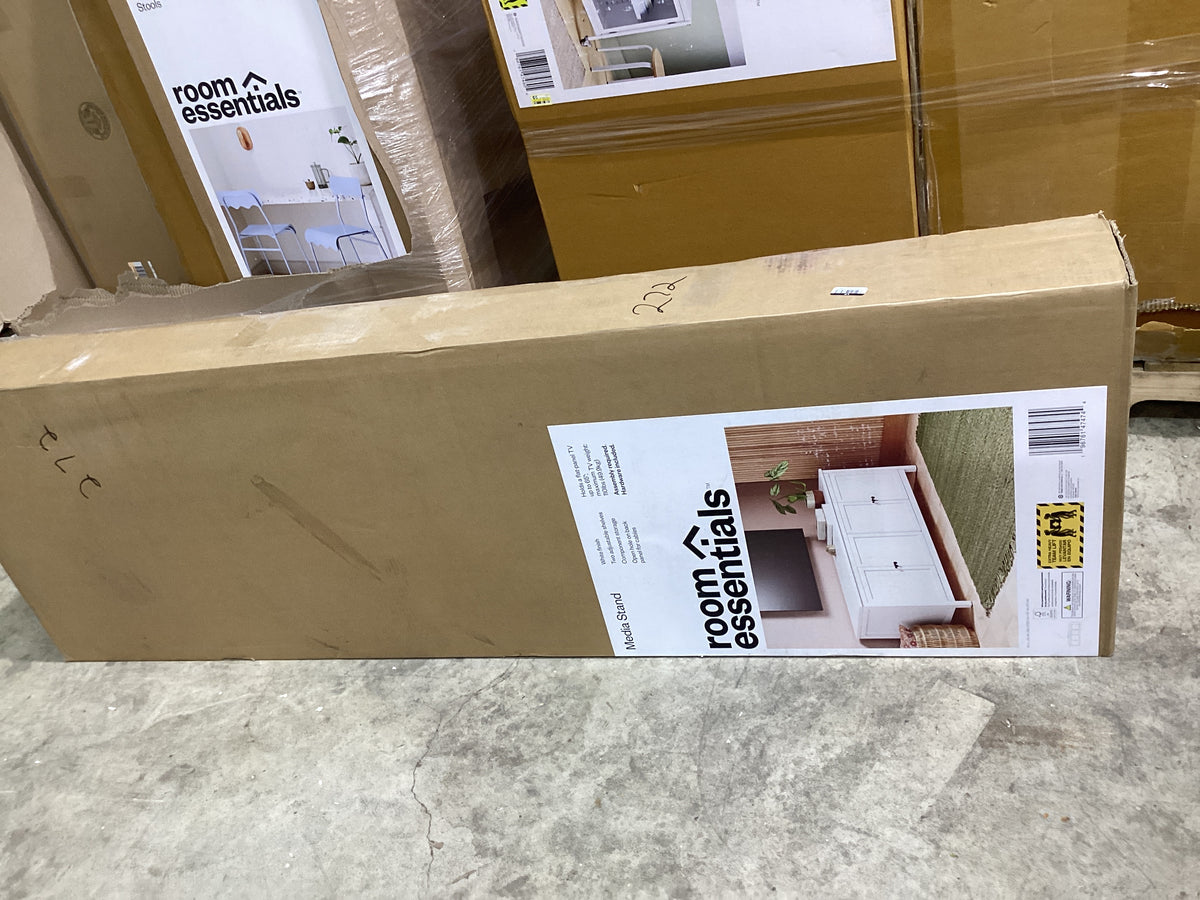 Brand New in Box Traditional Storage TV Stand with Doors and Shelves, White (#272)