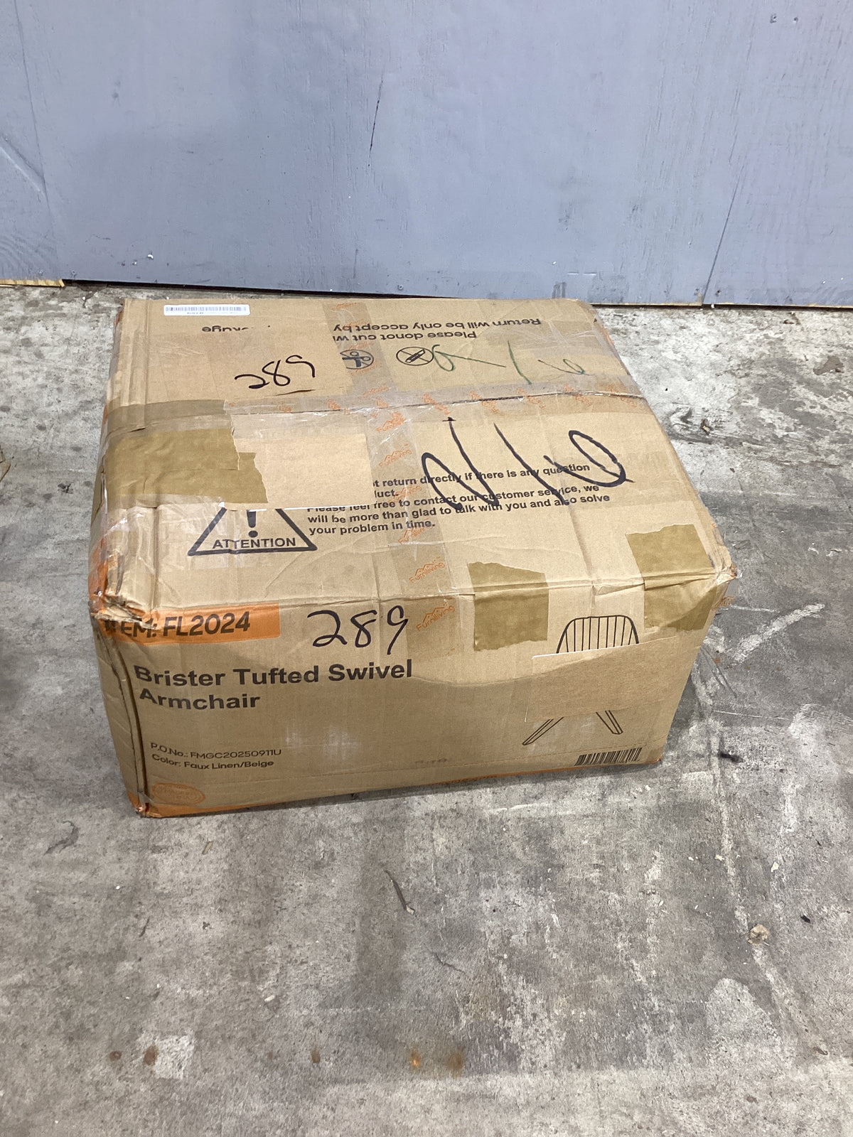 Brand New in Box Upholstered Swivel Accent Chair, Beige Linen Fabric (#289)