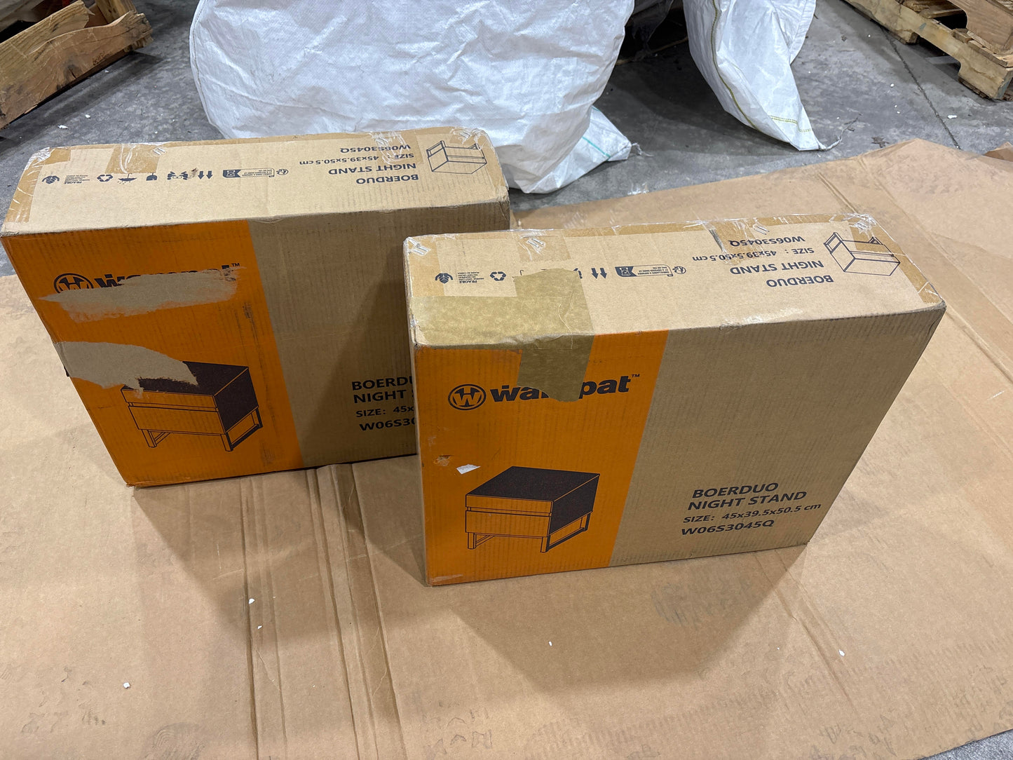 Brand New in Box 2 Pack Modern End Table With 2 Drawers, Brown (#111)