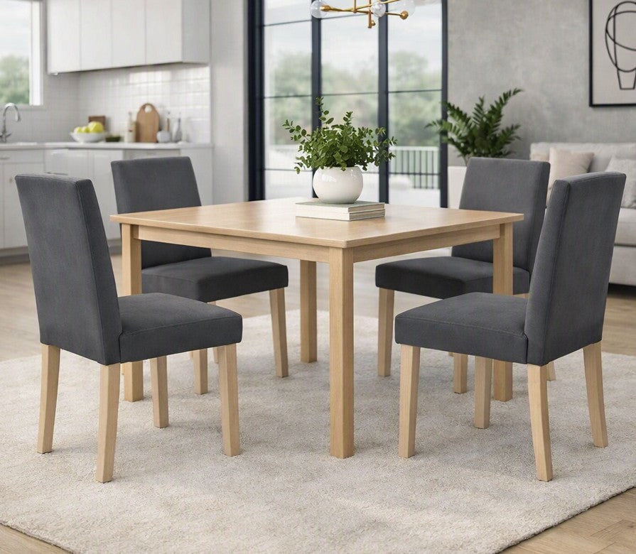 Brand New in Box Dining Chairs Set For 4, Gray Seat / Silver Legs (#303)