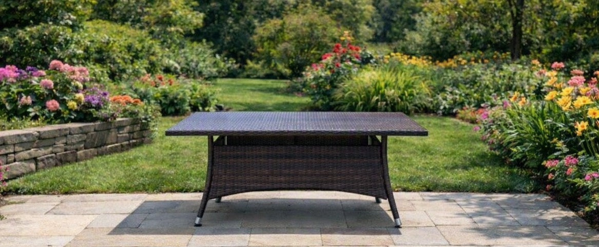 Brand New in Box Wicker Rectangle Dining Table, Brown (#287)