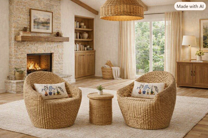 Brand New in Box Set of Two, Estero Wicker Accent Chairs Natural Brown (#262)