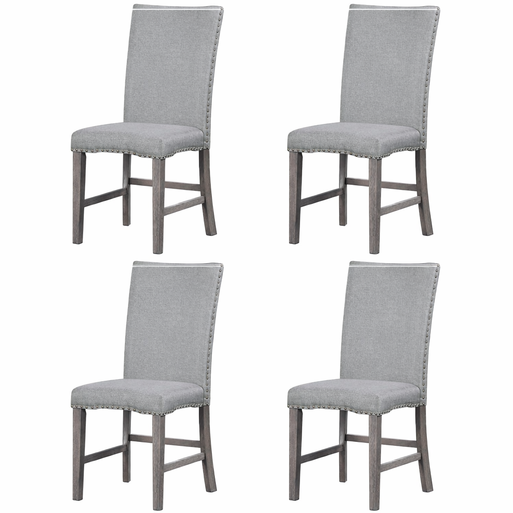 Brand New in Box Set of Four Mid-Century Solid Wood Dining Chairs (#159)