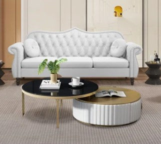 Brand New in Box Cayleigh Velvet Living Room Sofa, White By Alcott Hill (#189)