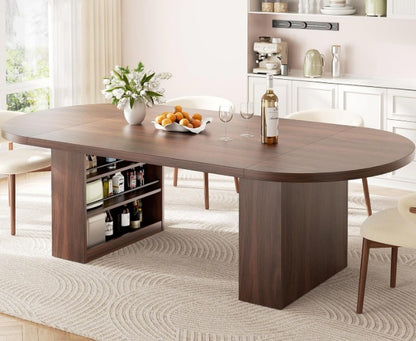 Brand New in Box Modern Dining Table with Storage for 6-10 seating, Walnut (#205)