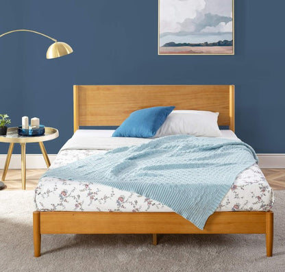 Brand New in Box Mid Century Wood Platform Bed Frame, Full, Natural (#292)