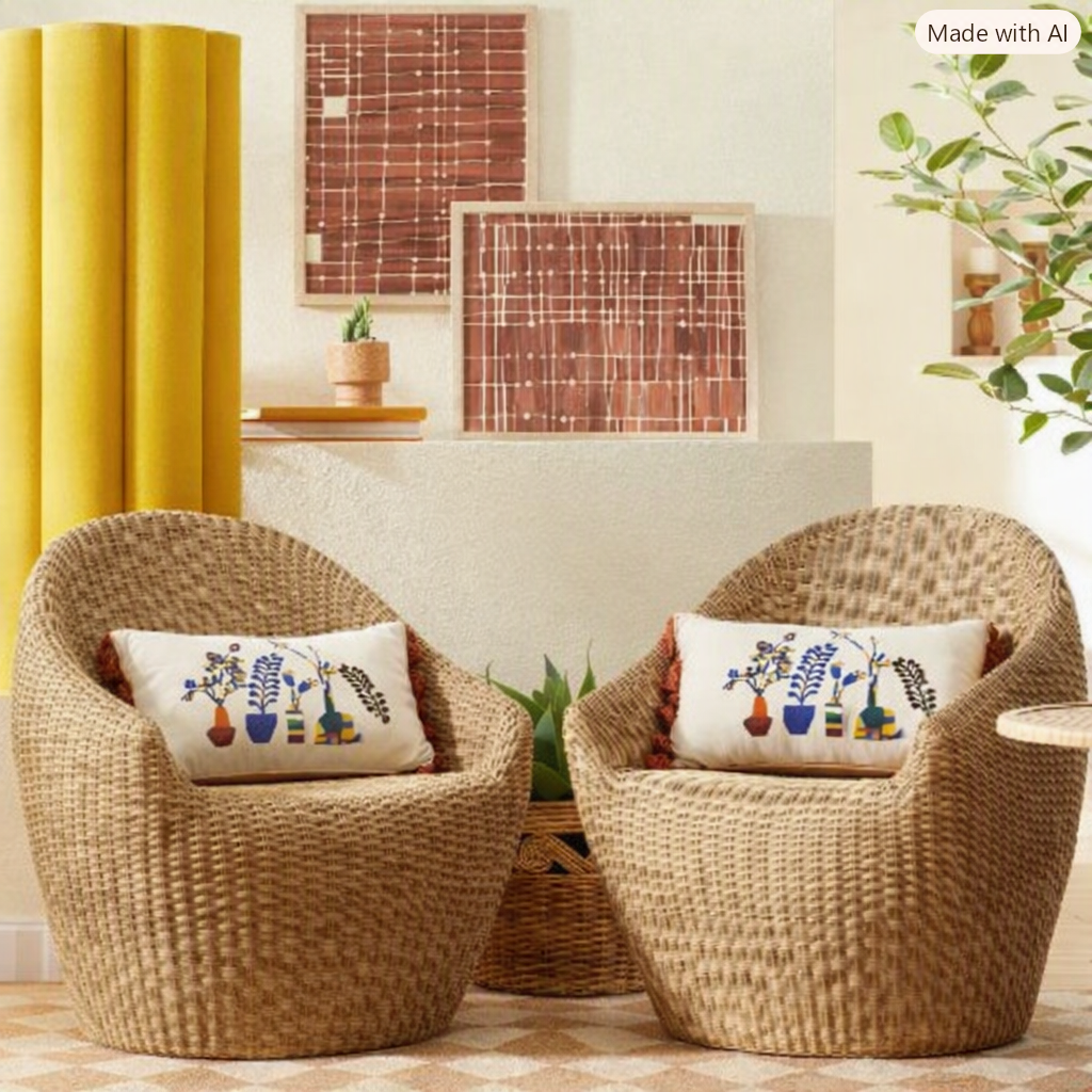 Brand New in Box Estero Wicker Accent Chair Natural Brown, Set of Two (#250)