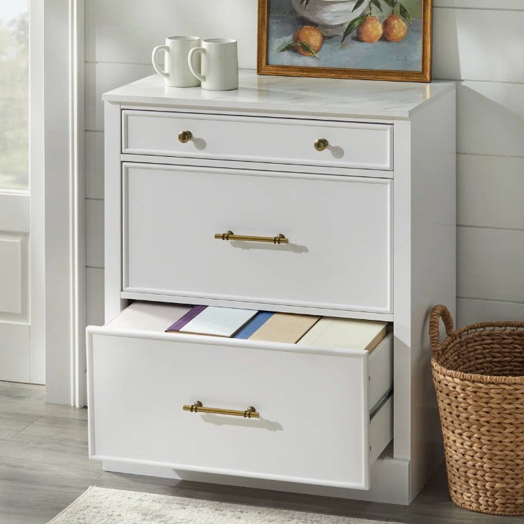 Brand New in Box Tavais 3-Drawer Accent Cabinet with Faux Marble Top (#279)