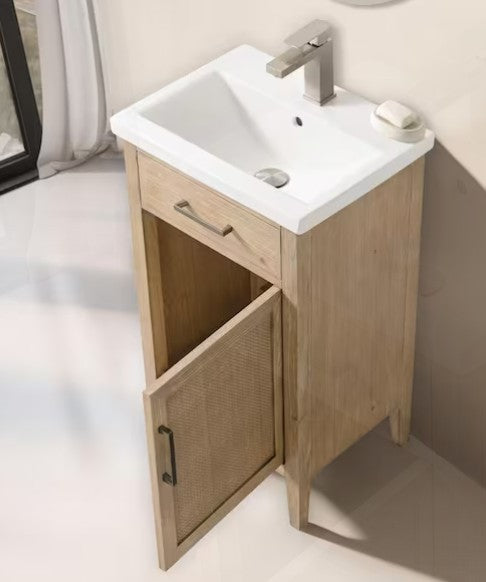Brand New in Box 20 in. Single Sink Freestanding Rattan Bathroom Vanity with Top (#277)