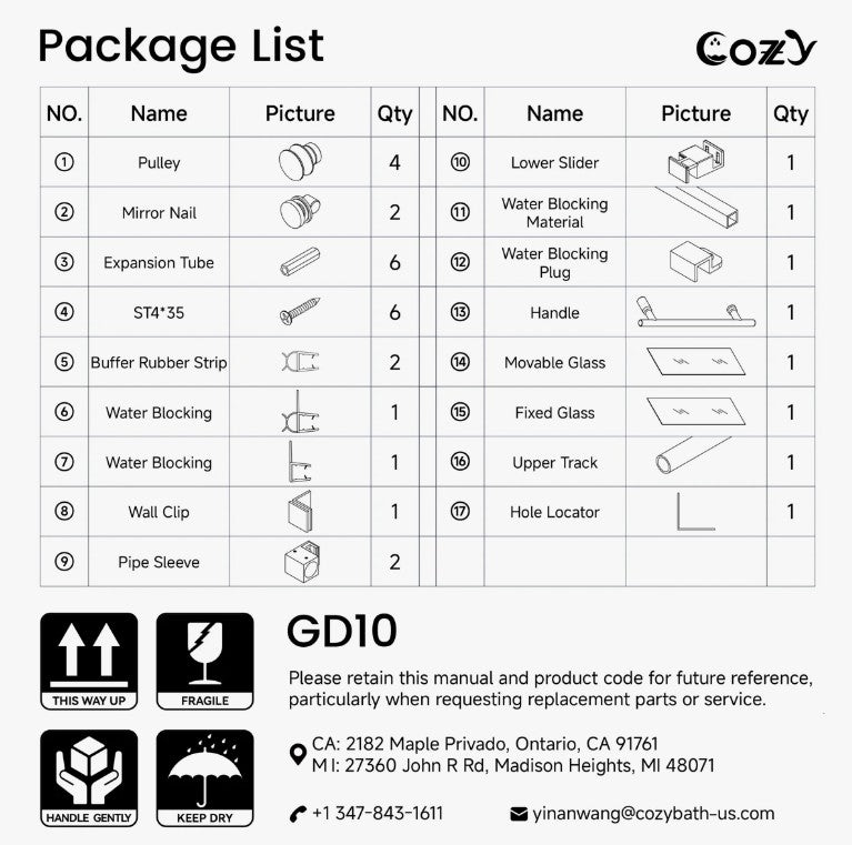 Brand New in Box 74-79" W X 76" H Frameless Single Sliding Shower Door, Matte Black (#293)