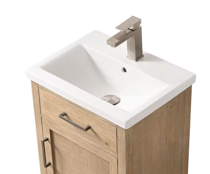 Brand New in Box 20 in. Single Sink Freestanding Rattan Bathroom Vanity with Top (#277)