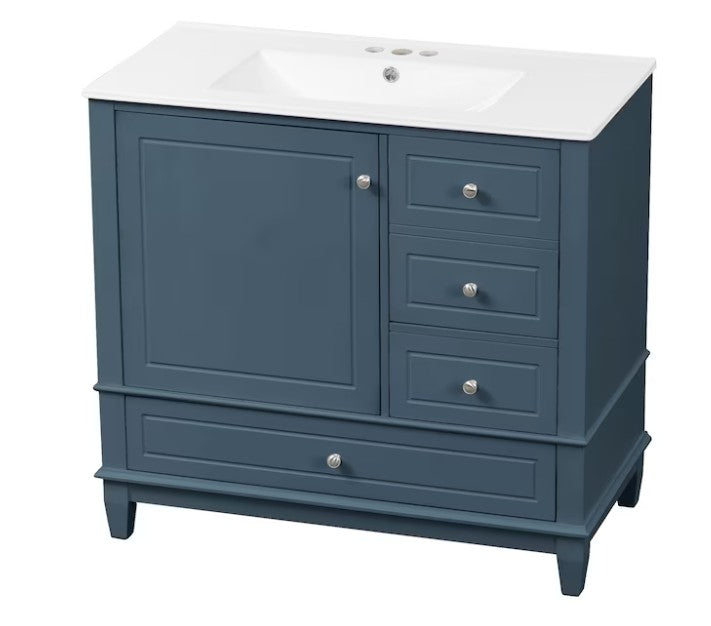 Brand New in Box Freestanding Blue Gray 36-in Single Sink Bathroom Vanity, (#225)