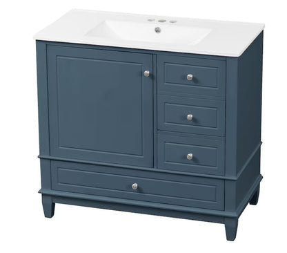 Brand New in Box Freestanding Blue Gray 36-in Single Sink Bathroom Vanity, (#225)