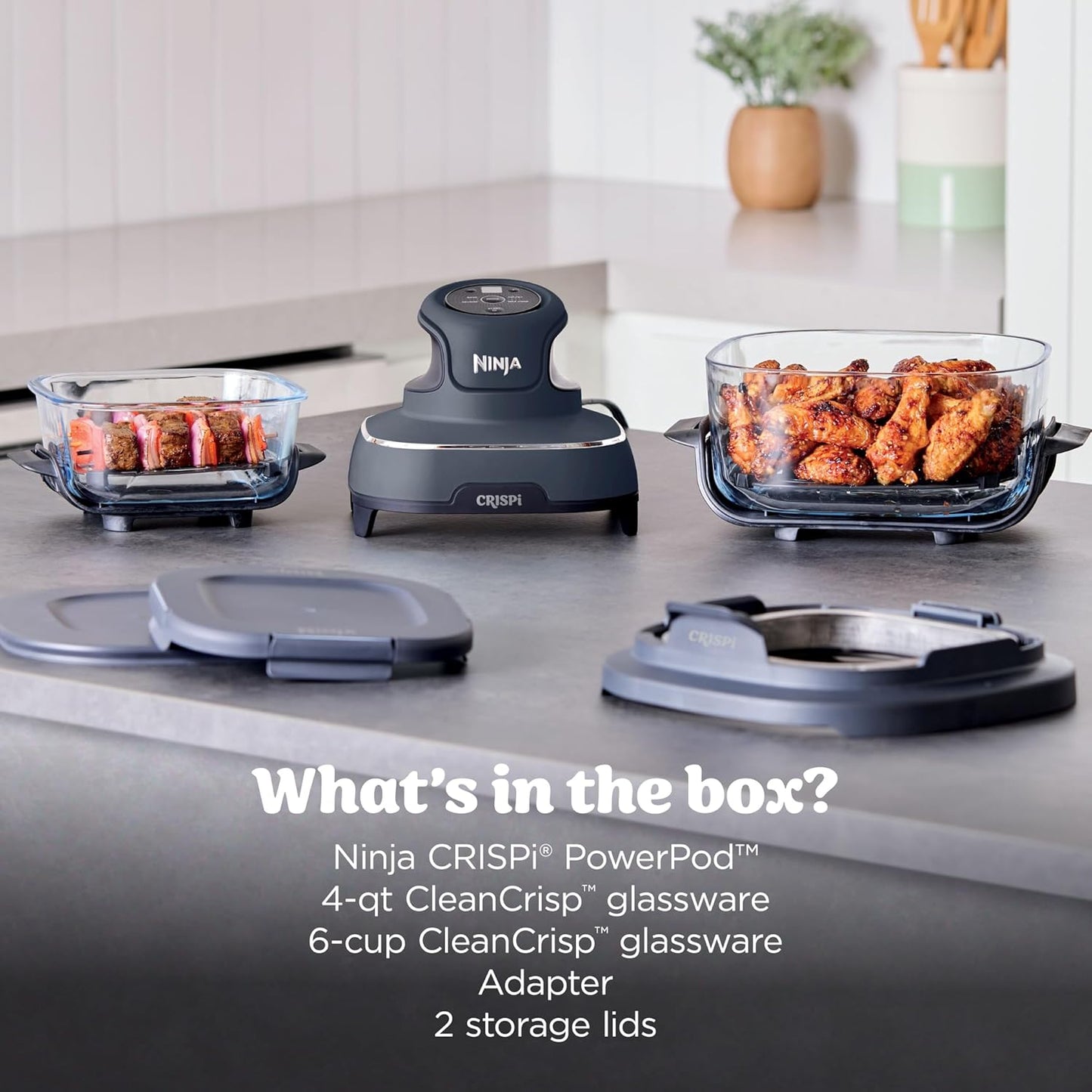 Brand New in Box Ninja Crispi 4 in 1 Glass Air Fryer with Containers & Dishwasher Safe (#218)