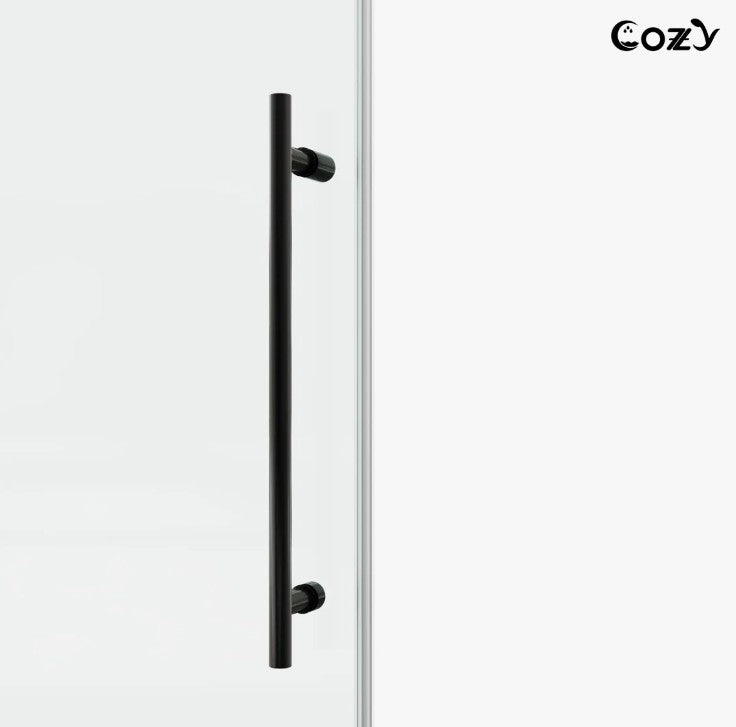 Brand New in Box 74-79" W X 76" H Frameless Single Sliding Shower Door, Matte Black (#293)