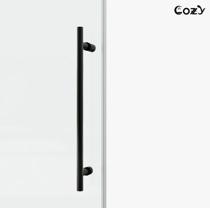 Brand New in Box 74-79" W X 76" H Frameless Single Sliding Shower Door, Matte Black (#293)