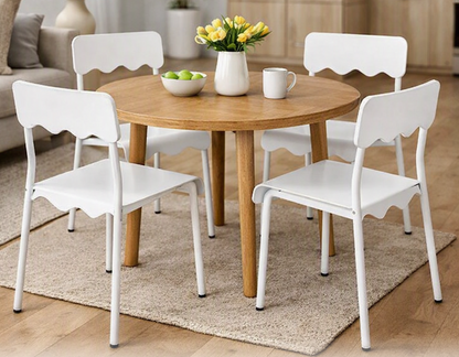 Brand New in Box Set of Four Wavy Metal Dining Chair White (#269)