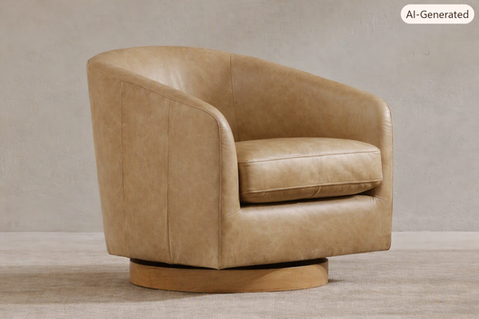 Brand New in Box Kamonte Upholstered Swivel Barrel Chair, Tan (#242)