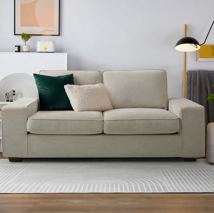 Brand New in Box Chenille Square Arm Loveseat Sofa, Beige (#215)