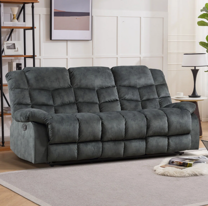 Brand New in Box Overstuffed Manual Reclining Sofa with Wide Backrest, Smoke Gray (#214)