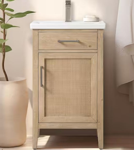 Brand New in Box 20 in. Single Sink Freestanding Rattan Bathroom Vanity with Top (#277)