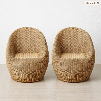 Brand New in Box Estero Wicker Accent Chair Natural Brown, Set of Two (#250)