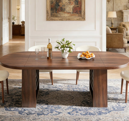 Brand New in Box Modern Dining Table with Storage for 6-10 seating, Walnut (#205)