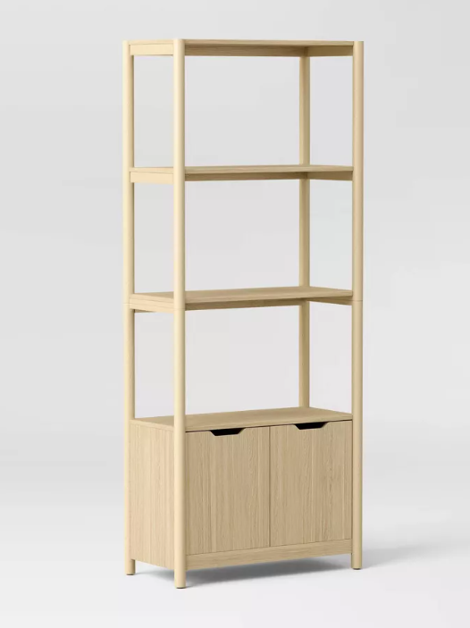 Brand New in Box 72.25" Scandi Bookcase with Three Shelves And Cabinet Storage Natural (#254)