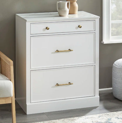 Brand New in Box Tavais 3-Drawer Accent Cabinet with Faux Marble Top (#279)