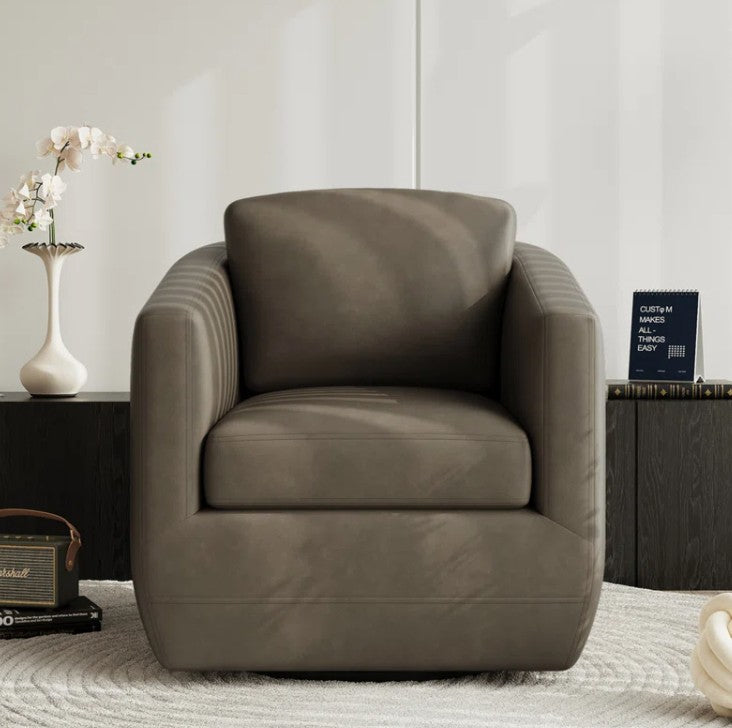 Brand New in Box Modern Soft 29" Wide Leather Upholstered 360° Swivel Accent Chair (#177)