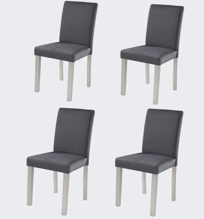 Brand New in Box Dining Chairs Set For 4, Gray Seat / Silver Legs (#303)