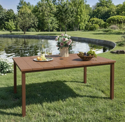 Brand New in Box Outdoor Rectangular Dining Table, Walnut (#207)