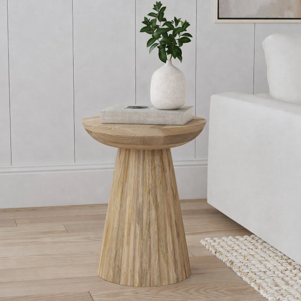 Brand New in Box Set of Two Aureo - Solid Wood - 14-Inch Round Side Tables (#220)