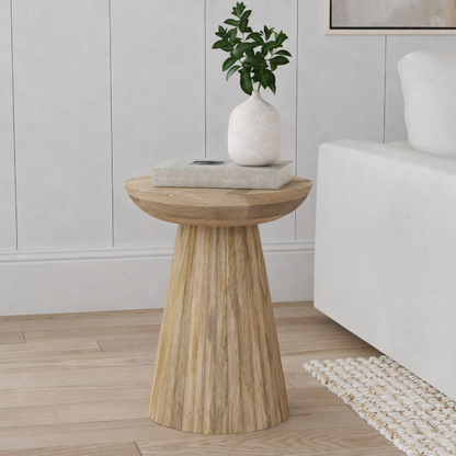 Brand New in Box Set of Two Aureo - Solid Wood - 14-Inch Round Side Tables (#220)