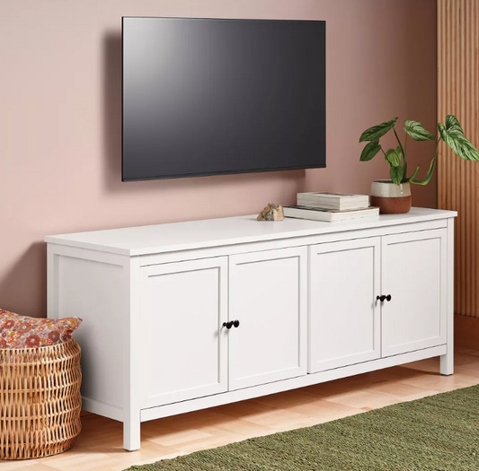 Brand New in Box Traditional Storage TV Stand with Doors and Shelves, White (#272)
