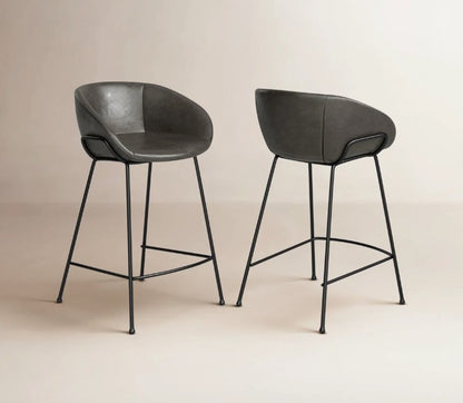Brand New in Box Ardea Counter & Bar Stool, Vintage Dark Gray Faux Leather (Set of 2) (#297)