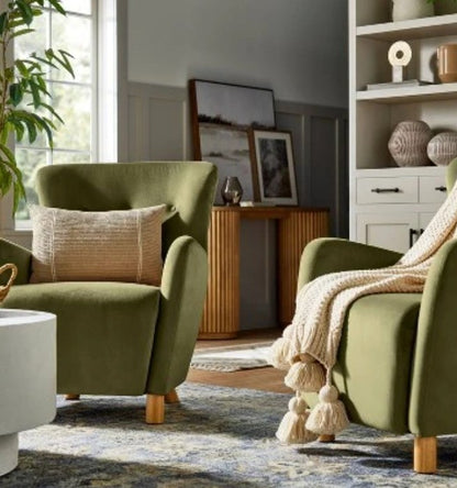 Brand New in Box Kessler Wingback Accent Chair Velvet, Olive (Four Available) (#251)