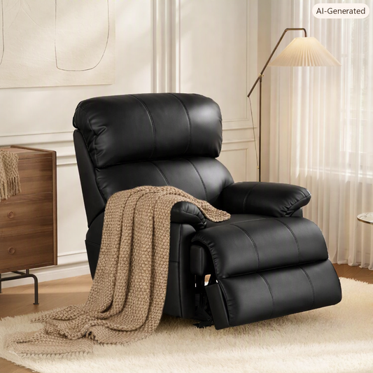Brand New in Box Power Recliner Chair with Power Headrest & Lumbar Support, Black (#241)