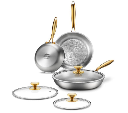 Brand New in Box Titanium Pans for Cooking | 8/10/12 Inch Pure Titanium Skillet Set with Lids (#192)