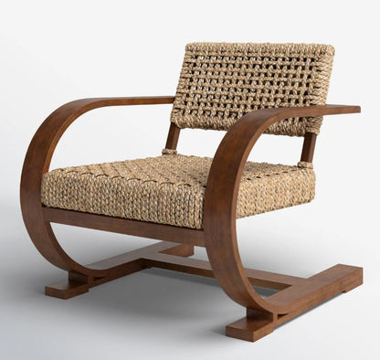 Brand New Set of Two Elara 30" W Woven Teak Wood Armchairs